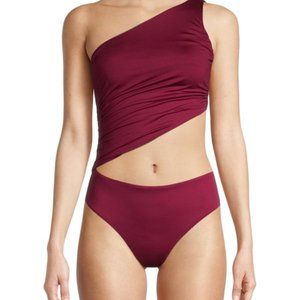 One-Shoulder Burgundy Swimsuit